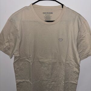 True Religion Men's Beige Short Sleeve Tee